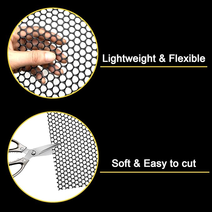 Chicken Wire Fencing Mesh Plastic with Zip Ties, 1.3×10FT Garden Netting for Moss Poles, Plastic Chicken Wire for Poultry Rabbit Fencing,Crafts,DIY - Black
