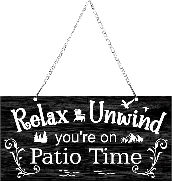 Hotop Patio Decor Patio Sign Decorations Outdoor Metal Porch Wall Decor Rustic Farmhouse Wall Art for Backyard Porch Balcony Gazebo Accessories(10 x 5",Black)