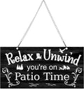 Hotop Patio Decor Patio Sign Decorations Outdoor Metal Porch Wall Decor Rustic Farmhouse Wall Art for Backyard Porch Balcony Gazebo Accessories(10 x 5",Black)