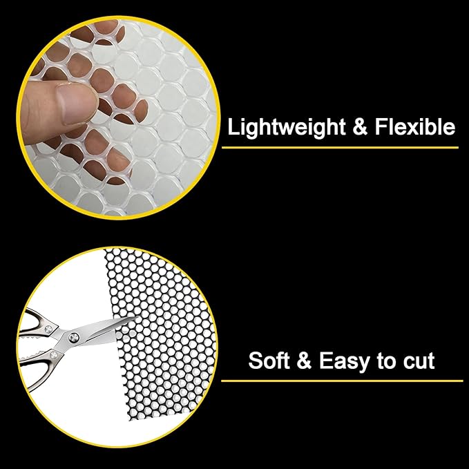 Chicken Wire Fence Mesh Plastic with Zip Ties, 1.3×10FT Chicken Wire Mesh for Gardening, Poultry Fencing, Crafts, Moss Poles, DIY, Floral Netting - White