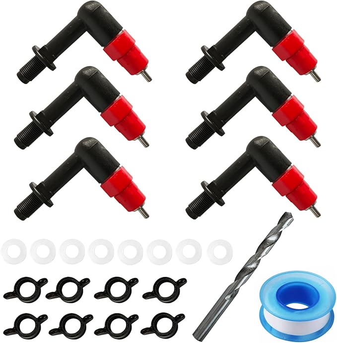 Chick Nipple Waterer Matel Chicken Water Nipples Rabbit Water Nipples (6pcs, Plastic)
