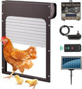 Automatic Chicken Coop Door Solar Powered Chicken Coop Accessories with Timer & Light Sensor Mix 4modes, Remote Control Anti-Pinch Auto Switch Waterproof Aluminum Chicken Door,Brown