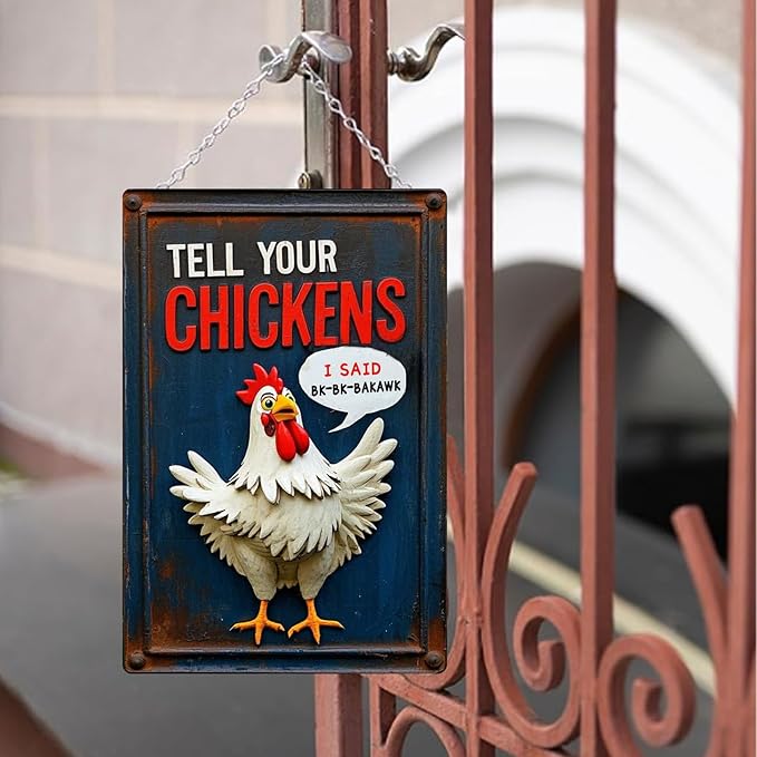 Chicken Retro Tin Sign Vintage Metal Poster Wall Art Chicken Decor for Coops Farms Yard Home Bar Cafe Garage or Office - Thoughtful Chicken Gift Idea