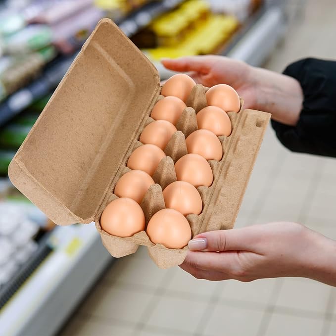 400 Pcs Cardboard Egg Cartons Blank Paper Pulp Egg Cartons One Dozen Egg Cartons Container Empty Egg Tray Pulp Fiber Egg Holder for Kitchen Farm Market Family Storing Eggs, 2 x 6 Style