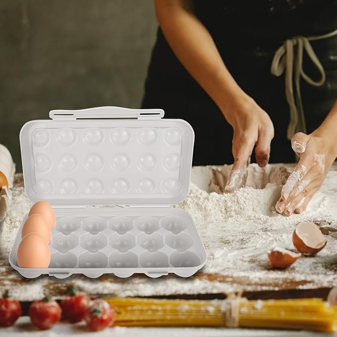 UPKOCH Refrigerator Egg Holder 18-Count Stackable Egg Container with Airtight Lid Practical Plastic Storage Organizer for Kitchen and Pantry 11.8In X 5.9In X 2.6In