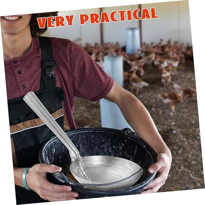 Toyvian Iron Feed Scoop with Ergonomic Handle Heavy Duty Ladle for Feeding and Watering Livestock Durable Iron Construction for Farmers and Homesteaders Feeding Tool