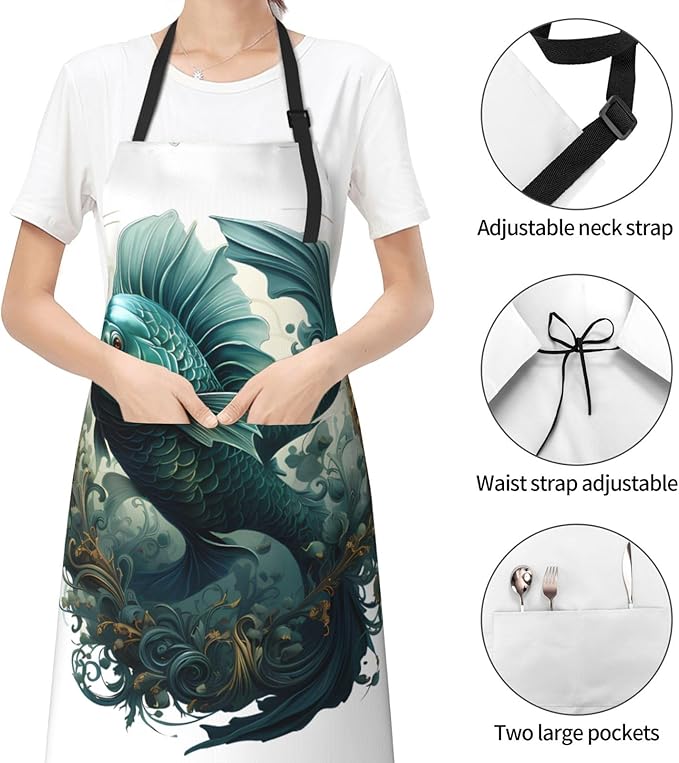 Tyrannosaurus rex Heavy Duty Waterproof Apron with Pockets for AdultsResistant Grilling, Gardening, Painting
