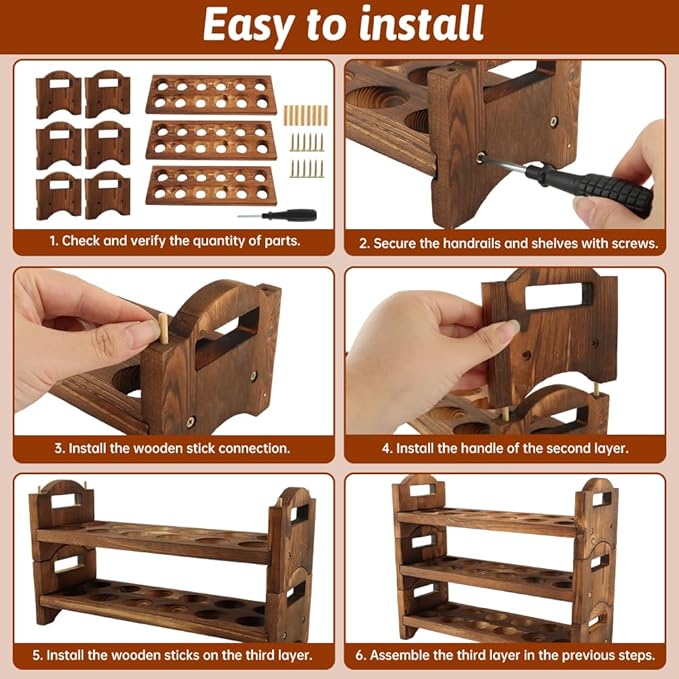 Wooden Egg Holder Countertop, ‌3-Tier Wooden Egg Holder & Storage, 36-Hole Stackable Rack for Fresh Eggs, Easter Eggs, Home Kitchen Organizer