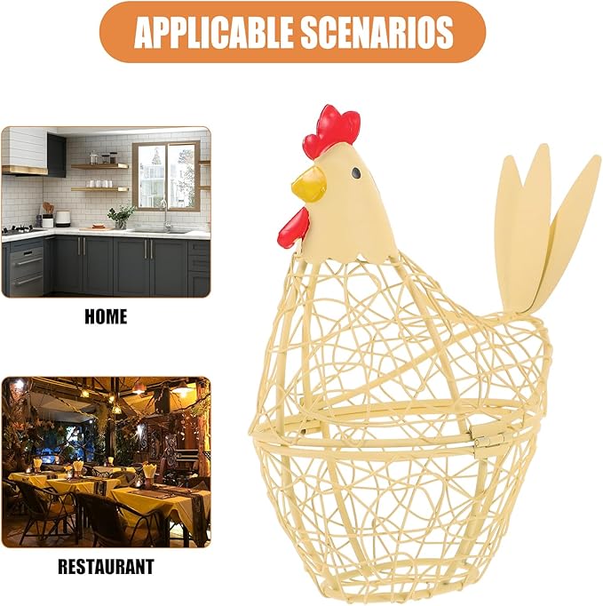 PRETYZOOM Chicken Basket for Eggs Wire Egg Holder Farm Fresh Egg Storage Container Decorative Chicken Styling Decoration for Kitchen and Dining
