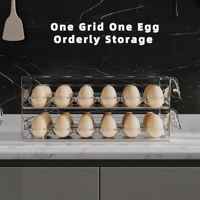 HIYOHIYO Clear 60 Egg Holder for Fridge, High Capacity Egg Container for Refrigerator, Stackable Egg Storage Trays for Countertop, Eggs Organizer for Refrigerator (2 Layer, 11.6"x 10.2"x 5.1")