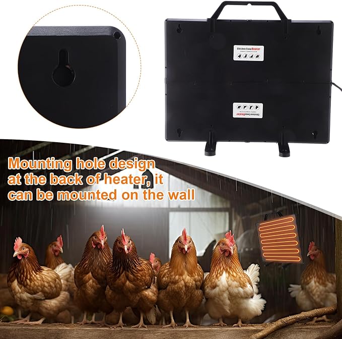 VIHOSE Chicken Coop Heater Chick Starter Kit Include 160w Adjustable Radiant Heat Panel 0.8 Gal Chicken Waterer and 2.9 Lbs Feeder and Chick Perch Flip Top Poultry Feeder