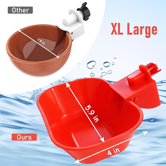 XL Chicken Waterer Cups – 4 Pack Large Automatic Chicken Water Cups for Chicken Coop & Chicken Coop Accessories, Ducks, Geese & Turkeys
