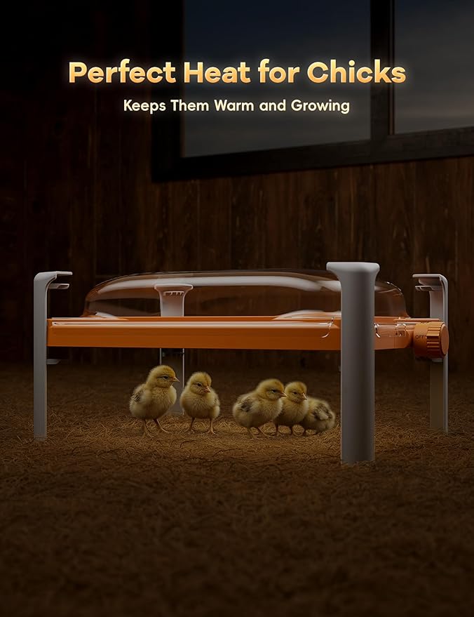 Smart Chicken Coop Heater, 200 Watts Chick Brooder Heating Plate Built-in Adaptive Temperature Sensor, Chicken Brooder Heater, Adaptable to Timer and Temp Controllers,UL-Compliant