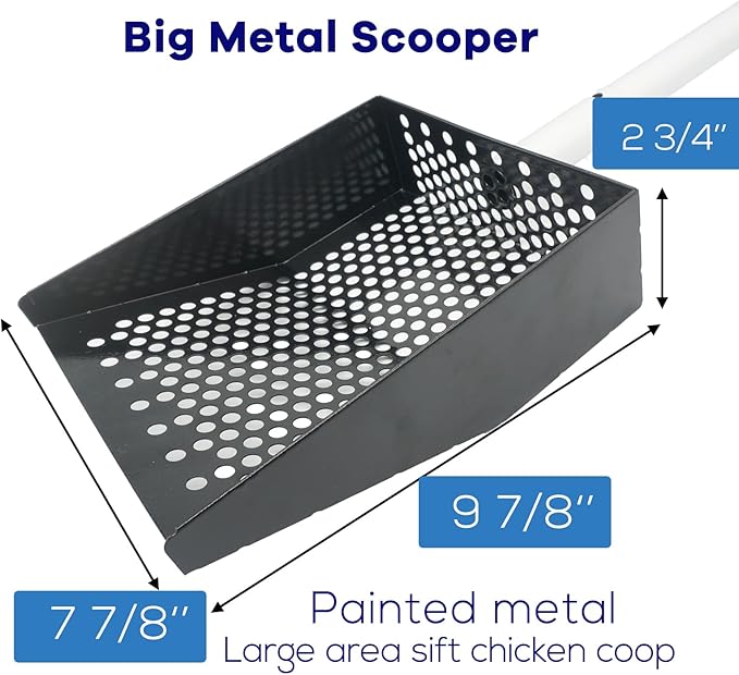 Chicken Poop Scooper,Big Sifting Shovel for Farm Chicken Coop Goat Stall Large,Farm Chicken coop Goat stall Sand Poop Cleaning, Chicken Poop Scooper Rake,Chicken Coop Rake with Long Handle.