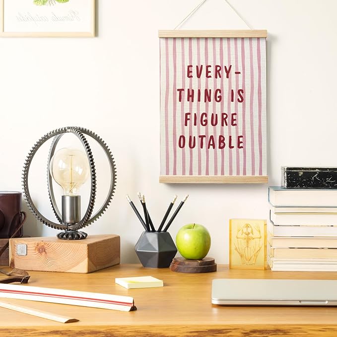 AQYIP Pink Everything is Figureoutable Inspirational Wall Art Decor, Trendy Pink and Red Positive Affirmations Poster Canvas Prints for Girls Bedroom Room Dorm Apartment Wall Decoration, 12x16 Inch