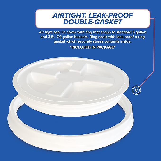 ePackageSupply 5 Gallon White Bucket with Gamma Seal Screw on Airtight Lid | Made in USA | Food Grade | Heavy-Duty | Durable 90 Mil All Purpose Pail | Easy Stack and Store | BPA Free (6 Count), Blue