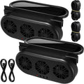 2 Pack Solar Powered Car Exhaust Fan 3 Fans Car Window Air Vent Radiator Solar Energy Cooling Vent Exhaust for General Types(Solar & USB Cable 3 Fans,Black)