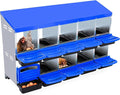 GarveeLife Chicken Nesting Box, 10 Compartments Nesting Boxes for Chickens, Chicken Laying Boxes, Roll Away Nesting Box for Chickens Laying Egg with Lid Cover to Protect Eggs, Blue