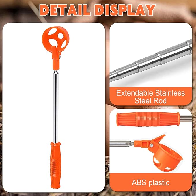 Egg Grabber for Chicken Eggs – Extendable Stainless Steel Egg Picker Tool with Non-Slip Handle,195cm/76.8inch Egg Scooper Tool for Chicken coop, Poultry Nest, and Farm Use