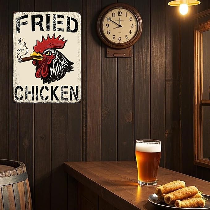 Farm Chicken Cock Hen Metal Tin Sign Rooster Fried Chicken Poster Bar Pub Iron Sign Poster Home Decor Garage Bar Restaurant Kitchen Cafe Bar Pub 12x16 Inch Wall Art Decor