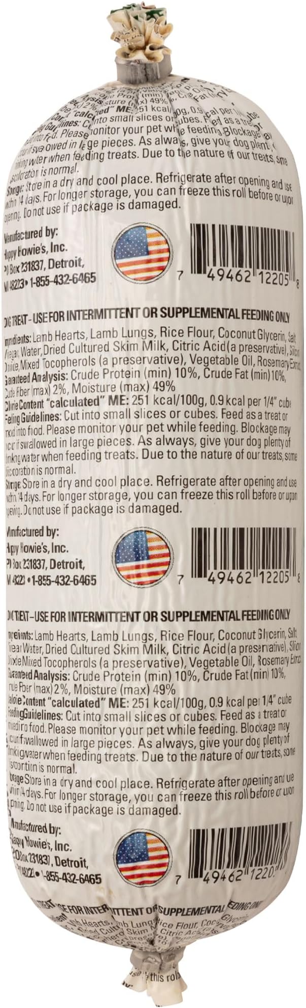 Happy Howie's Soft Meat Roll Treat - Soft Dog Food Rolls, High Protein, Natural Ingredients, for All Dogs, Made in USA - Lamb, 12 Oz (Pack of 4)