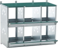 6 Hole Chicken Nesting Box, Galvanized Steel Metal Nest with Sloped Design for Egg Protection, Large Capacity 6-Compartment Hen Laying Box, Easy Assembly & Cleaning for Backyard Coop (Green)