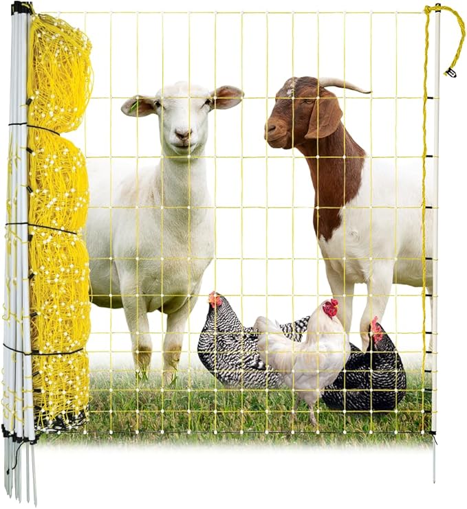 Premier 1 Portable Electric Chicken Net with Built-in Posts | 48"H x 164'L | Yellow Poultry Fence for Backyard Chickens, Ducks, Turkeys