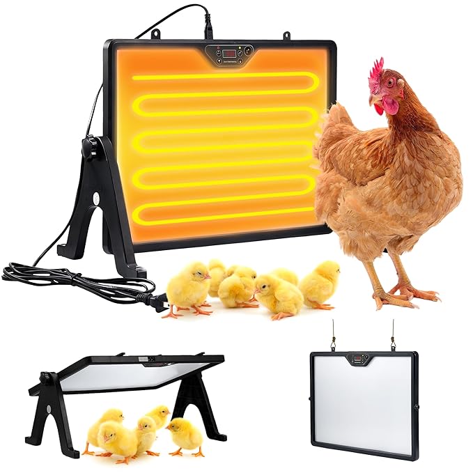 HIRALIY Chicken Coop Heater, 180W Dual-Sided Heating Panel with Adjustable Temperature & Cycle Mode, Rotatable Brooder Plate for Chicks Winter Poultry Ducks & Small Pets