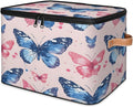 Storage Cubes with Lid Fabric Storage Bins Boxes PU Leather Handles, Colorful Butterfly Closet Organizer Container Foldable Washable Shelf Cloth Basket, Cute Butterfly