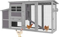 GUTINNEEN Chicken Coop with Wheels Portable Hen House for 4-6 Chickens with Large Run, Nesting Box, Metal Tray, 74.9"