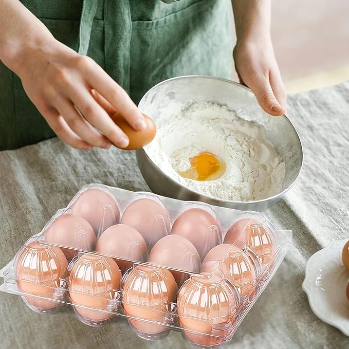 AYSUM 80 Pack Plastic Egg Cartons Cheap Bulk 12 Count, Clear Blank Egg Cartons 3 * 4 Grids, Perfect for Refrigerator Chicken Farm Markets - Medium