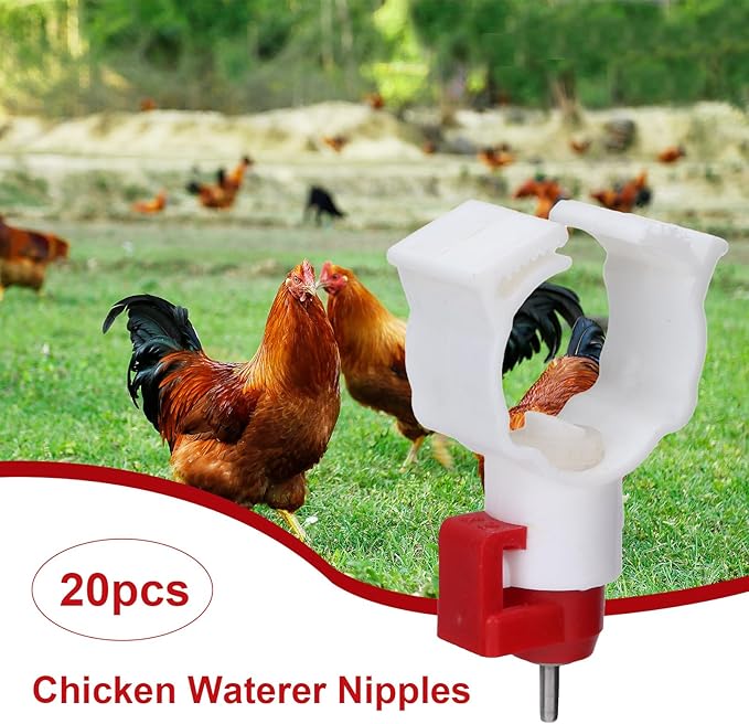 Chicken Waterer Nipples, Durable Steel Ball Valve, Automatic Drinking Spout, Clip 25mm Pipe, Farm Waterer for Chickens, Ducks, Geese, Poultry Drinking System, Farm