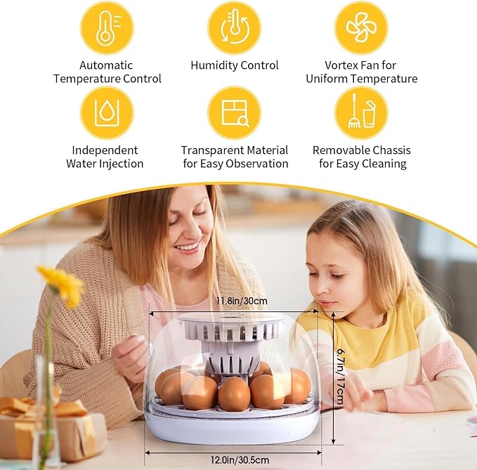 1st Nest - 12 Egg Incubator for Beginners, Auto Egg Turning, Consistent Humidity with Auto-Refill Water Bottle & Stable Temp Control for Hatching Chicken, Goose, Duck, Quail, Pigeon, and Turkey