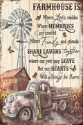 Vintage Metal Tin Sign Rustic Truck Windmill and Sunflower Farmhouse Wall Decor Retro Signs Decoration Home House Yard Plaques Funny Novelty Garage Room Kitchen 8x12 Inch