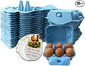 Half Dozen Paper Pulp Egg Cartons Cheap Bulk Fresh Chicken Eggs Basket Holder Storage Container Reusable for Easter (Blue, 20)