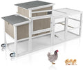 79"L Large Chicken Coop with Run, Mobile Hen Chicken House with Wheels, Nesting Boxes, UV-Resistant Roof, Indoor Outdoor Rabbit Hutch Poultry Cage for Chickens Duck Bunny with Removable Tray and Ramp
