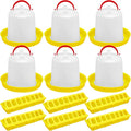 12 Pack Chicken Feeder and Waterer Set Bird Small Poultry Feeder Flip Top Bird Small Poultry Feeding for Pigeon Chick Drinker Duckling Quail Feeding Dispenser(1 L,Yellow)