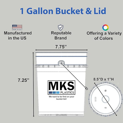 1-Gallon Bucket with Airtight Lid – Made in USA, Food Grade BPA Free Plastic, Heavy Duty Multi-Use, Metal Handle with Grip, Stackable Storage – Green, 5 Pack