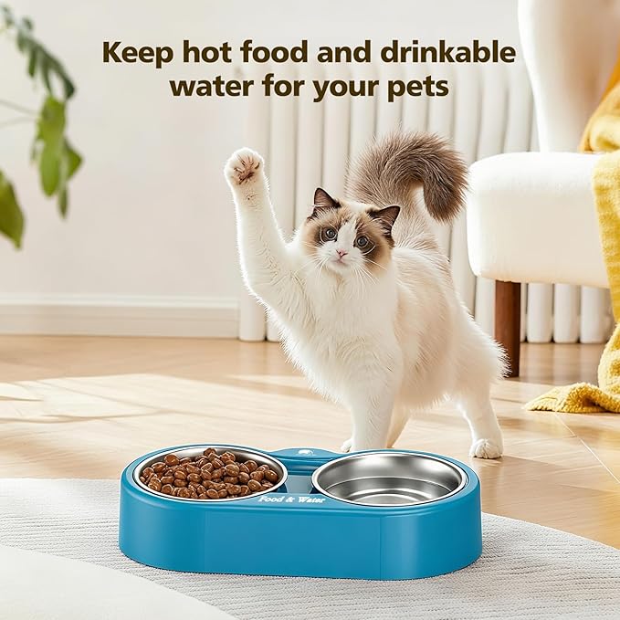 Heated Water Bowl for Dog & Cat, Outdoor Heated Dog Bowl Provides Drinkable Water & Food in Winter, Heated Pet Bowl for Outside, Smart Thermal-Dish for Rabbit, Chicken, Duck, Squirrel (110 OZ)
