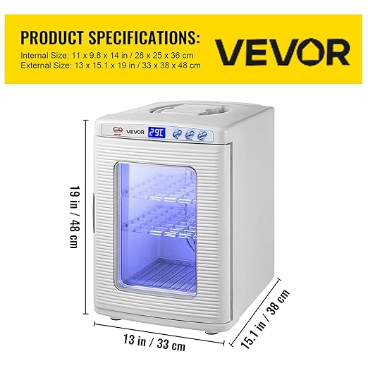 Happybuy White Reptile Incubator 25L Scientific Lab Incubator Digital Incubator Cooling and Heating 5-42°C Reptile Egg Incubator 12V/110V Work for Small Reptiles