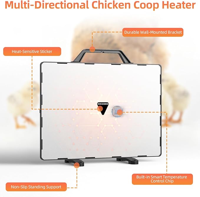 Smart Chicken Heater Brooder, 140W Radiant Heat Panel with Adjustable Temp, Chicken Coop Heater for Winter, Quiet & Light-Free Design, ETL/UL Certified Safe, Suitable for Pets and Animals