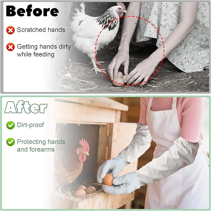 2 Pack Chicken Handling Gloves,Extra Long Scratch Proof Gloves for Chicken Handling,Puncture Resistant Glove for Prevent Chickens Scratch,Bite Proof Glove for Chickens,Bird,Cat