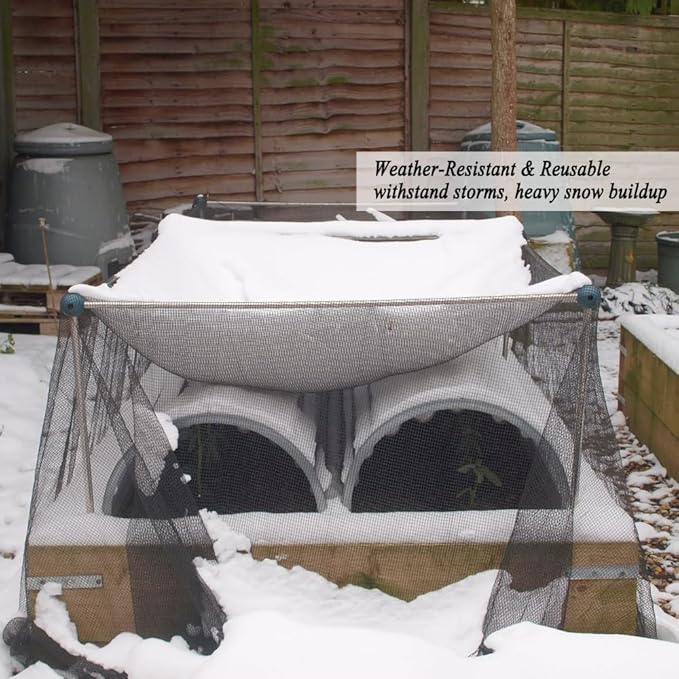 Junflying Bird Netting, 10x10 FT – 1/2" Mesh, Woven Garden Netting Against Birds, Deer, Rabbits, Small Animals, Mesh Net Roof Cover for Bed, Vegetables, Fruit Tree, Blueberry Bush & Strawberry Plant