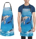 Waterproof Apron Adjustable Bib for Women Men Vintage Nautical White Ship Cooking Aprons Chef Bibs with 2 Pocket
