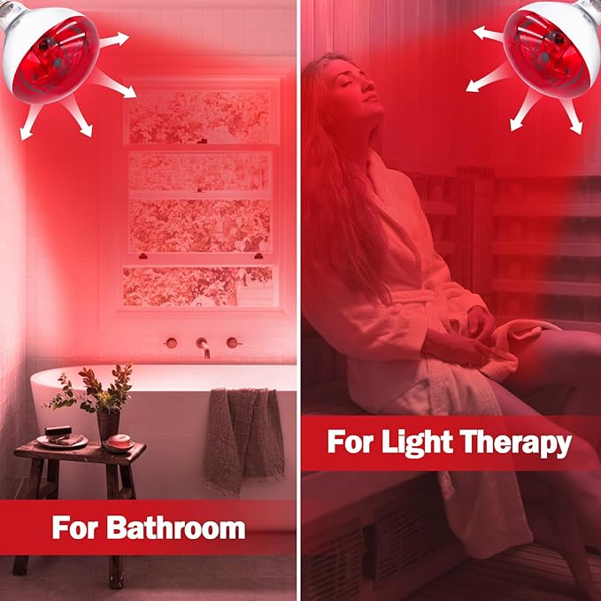 250 Watt R40 Red Heat Lamp Bulbs (2-Pack) - Infrared Incandescent Light Bulb for Chickens, Chicks, Reptiles, Pets, Poultry, Brooder, Coop, Bathroom & Sauna - E26 Base, 120V