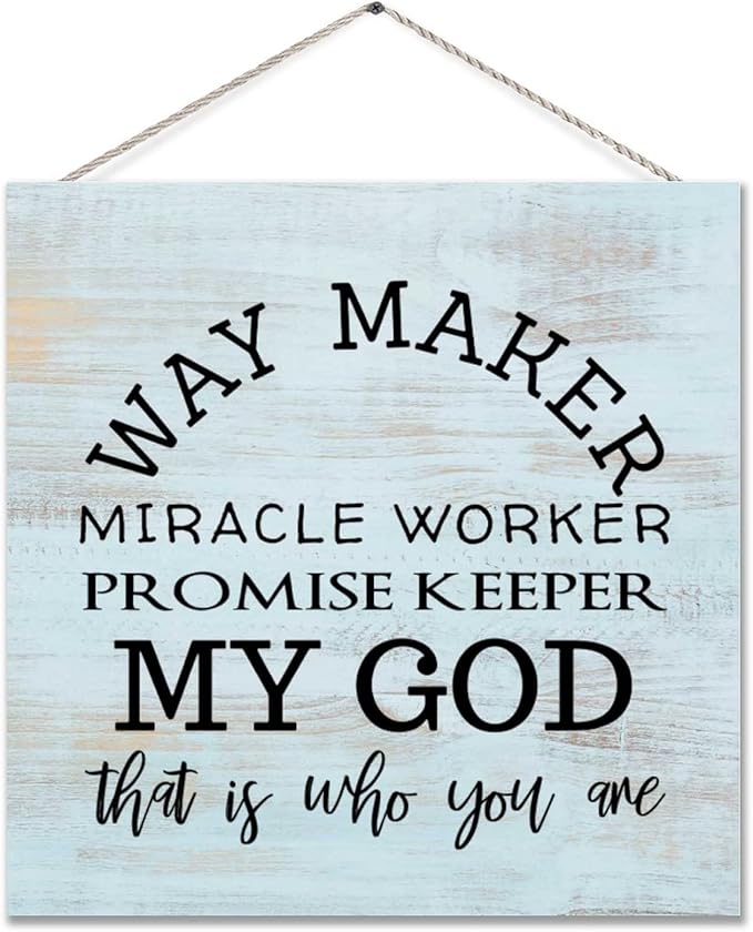 Farmhouse Wood Pallet Sign Waymaker Miracle Worker Decorative Chic Wooden Hanging Sign Plaque With Bible Verse Square Wall Home Decor For Front Door Gallery 6x12 Inch