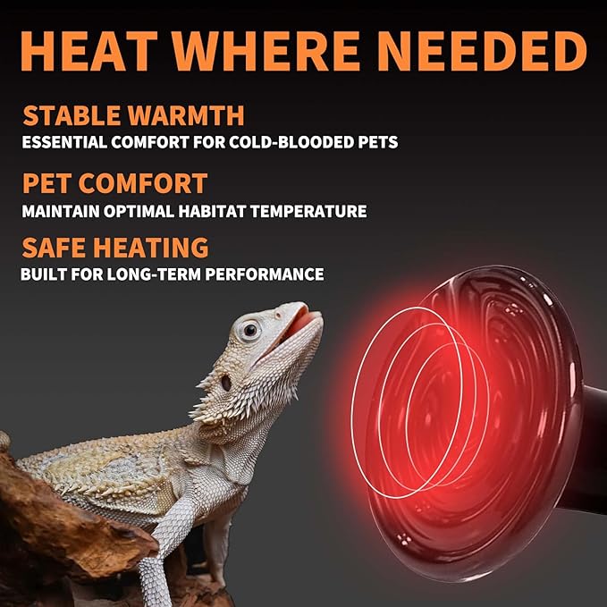 150W Reptile Heat Lamp(2 Packs)-Ceramic Heat Emitter for Reptiles Amphibian Pet Brooders Chicken Incubation, and Terrariums Turtle Lizard Bearded Dragon Snake Size E26