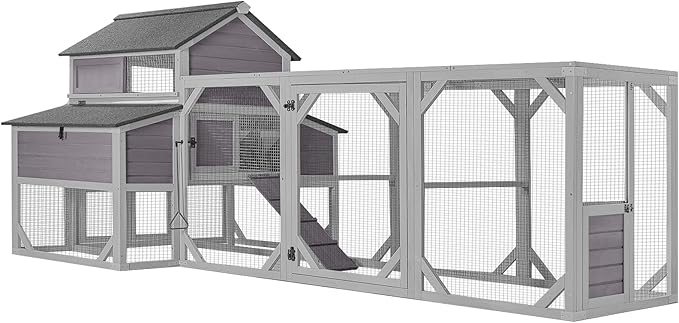 Aivituvin Chicken Coop Extra Large Chicken House 41.3ft² for 8-10 Chickens Outdoor Wooden Hen House Poultry Cage with 6 Nesting Boxes, 6 Perches, Large Run 118" L