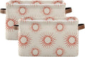JIPONI Suns Milky Fabric Storage Bins for Shelves, Decorative Storage baskets for organizing, Closet Organizer with Handle for Cloth, Toys, Bedrooms, Farmhouse