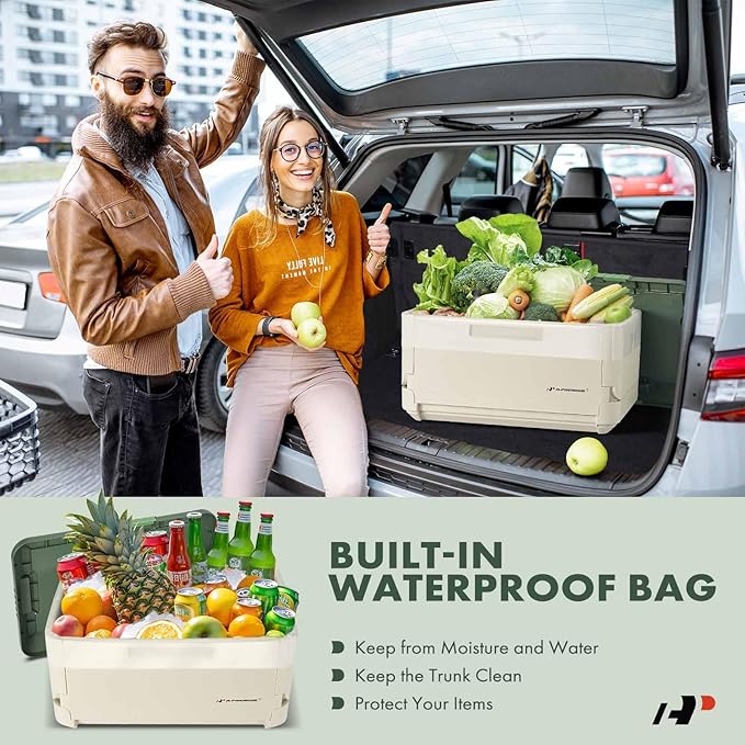 A-Premium Multifunctional Foldable Trunk Organizer and Storage Box Portable Car Storage Box with Waterproof Bag Heavy-Duty Container 45L 47-Quart for Camping, Picnic, Home, Garage box, etc